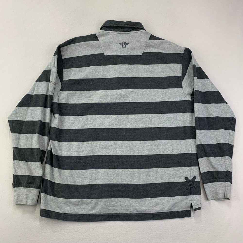 VTG Pure Playaz Rugby Shirt Mens 2XL Prison Stripe Y2K Hip Hop Streetwear Casual - Picture 5 of 12